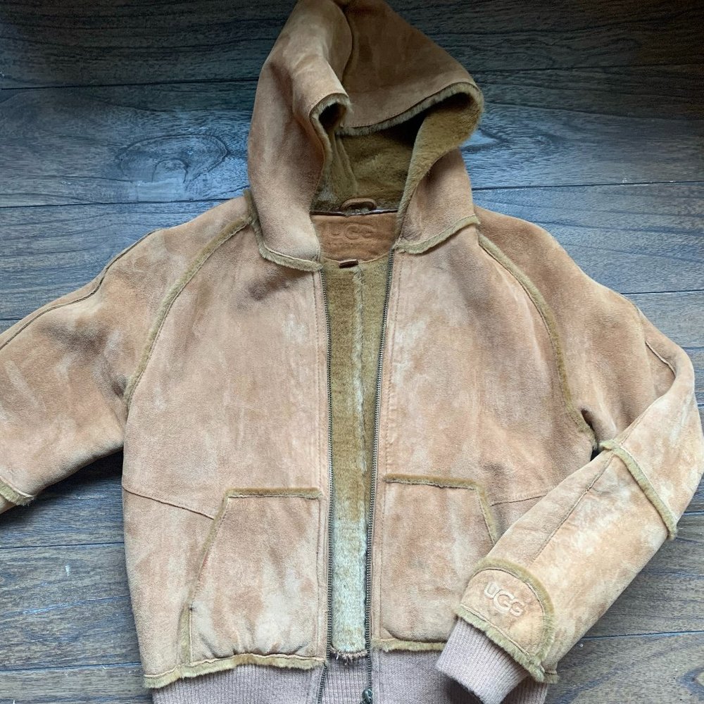 Ugg Australia Genuine Leather Bomber Jacket - Size Medium